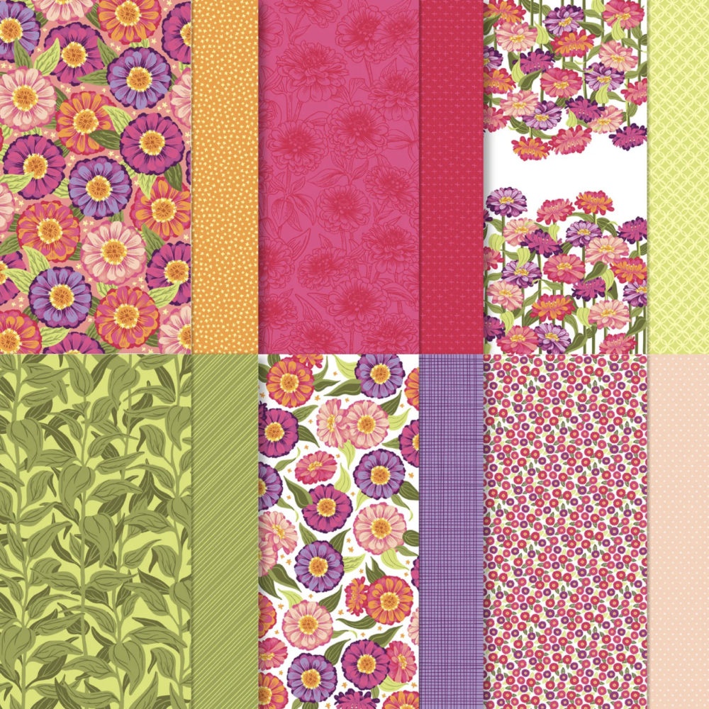 Designerpapier Zinnien-Zauber